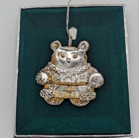 Lunt Other - Vintage Lunt Silver Gold Tone Santa Bear Holiday Christmas Ornament